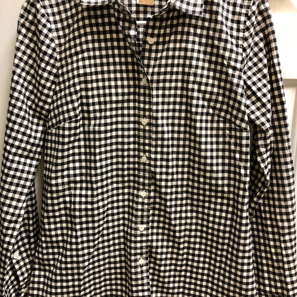J. Crew The Perfect Shirt Black White Gingham - Picture 2 of 3